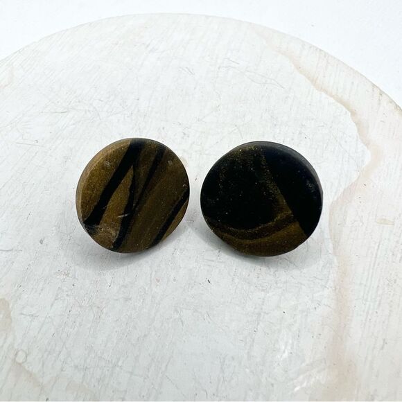 🍭6/$30 The Calico Collective Circle Wood Grain Post Earrings - Picture 2 of 5